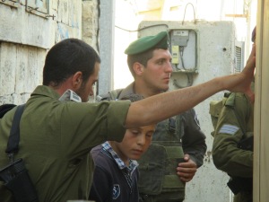 An 11 year old Palestinian boy arrested by Israeli soldiers in Hebron